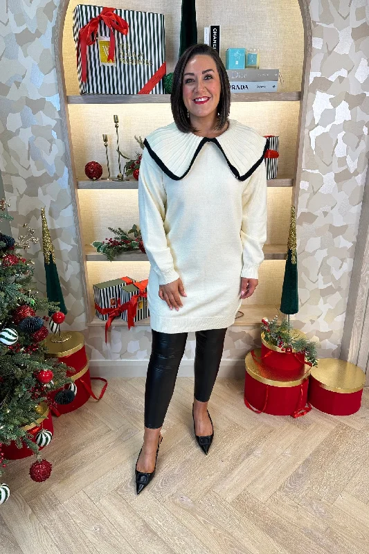 Early Access Frankie Piped Jumper Dress In Cream