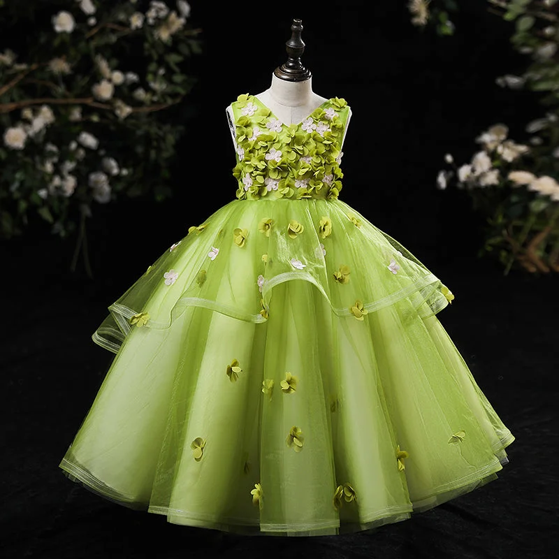 Can't Miss Baby Girl Summer Pageant Green Flower Girl Dress Wedding Princess Dress