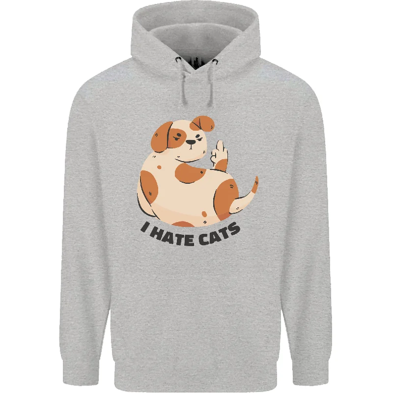 Warehouse Sale Dog I Hate Cats Funny Mens 80% Cotton Hoodie