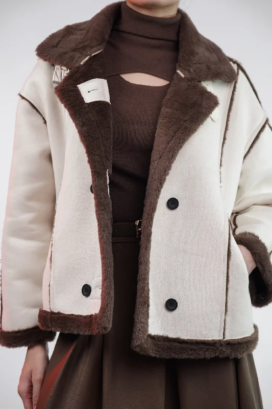 Don't Wait Oat Silk Brown Fur Jacket