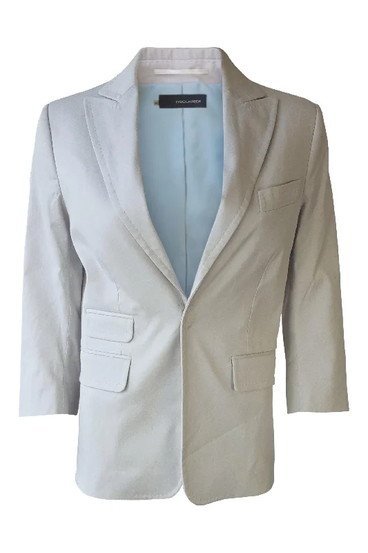 DSQUARED2 Cotton Blend Cream Single Breasted Blazer Jacket (44)