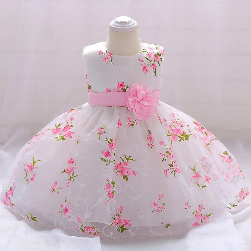 Super Deal Baby Girl Formal Party Dresses Infant Summer Round Neck Cute Princess Dress