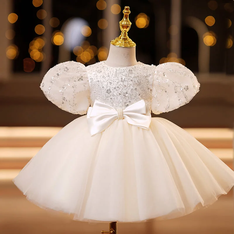 Buy Now Baby Girl Birthday Party Dresses Girl Cute Bow Knot Sequin Formal Princess Dresses