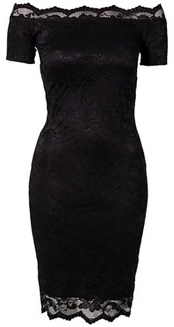 Discount Deals Off Shoulder Lace Dress Black