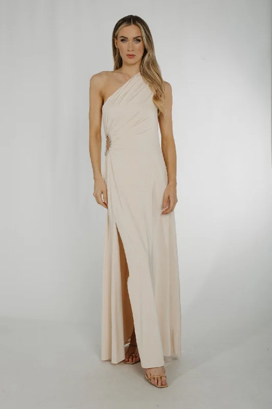 Lowest Price Alana One Shoulder Ruched Dress In Cream