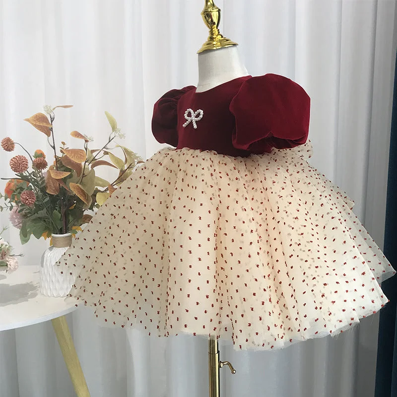 Hurry In Baby Girl Dress Toddler Wedding Bow Puffy Mesh Birthday Party Dress