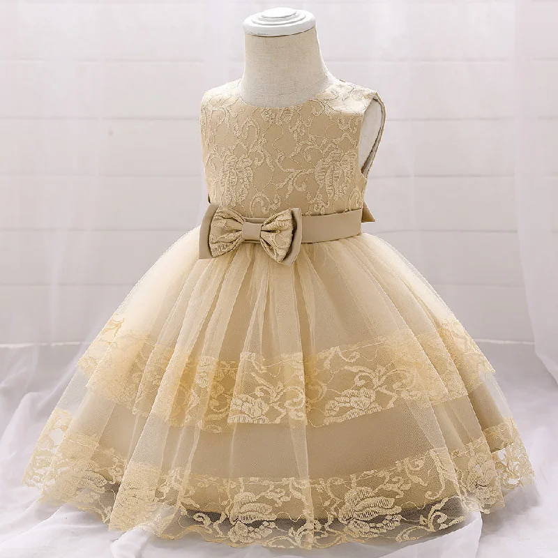 Overstock Baby Girl Birthday Party Dresses Toddler Summer Sleeveless Cute Fluffy Lace Formal Princess Dresses