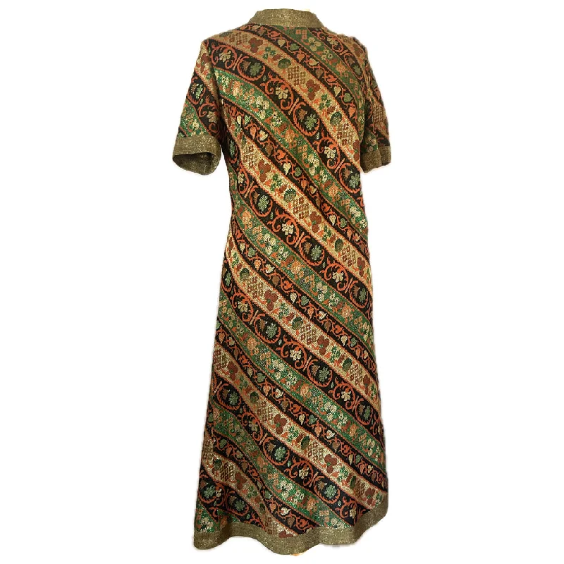 Steals and Deals Glittering gold, green and orange lurex vintage 1960s diagonal stripe dress