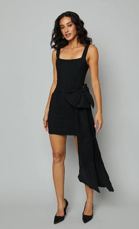 Value Deals Black Bow Corset Mini Dress