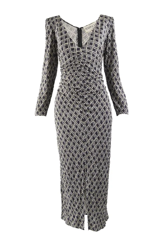 Markdown Madness Barocco Roma Vintage Long Sleeve Plunge Neck Dress, 1970s