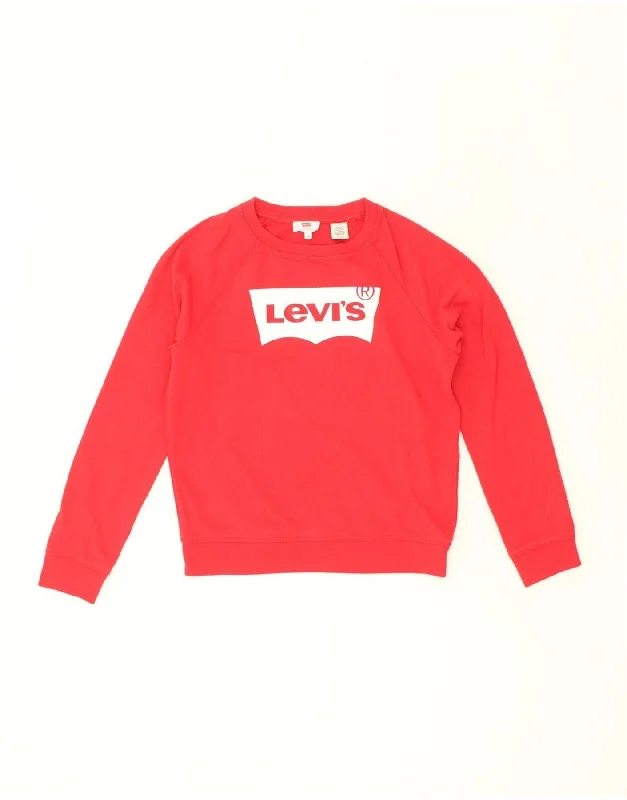 Great Bargains LEVI'S Womens Graphic Sweatshirt Jumper UK 6 XS Red Cotton