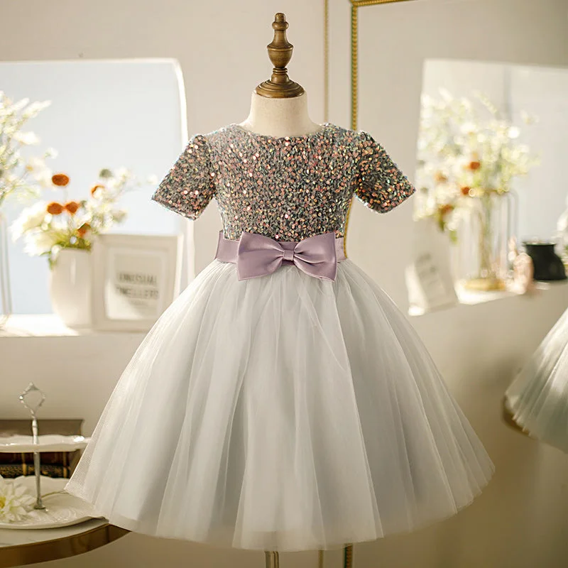 Price Drop Baby Girl Dress Toddler Princess Dress Summer Grey Sequin Bow Puffy Communion Dress Price Drop Baby Girl Dress Toddler Princess Dress Summer Grey Sequin Bow Puffy Communion Dress