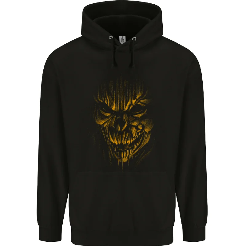Closeout Demon Skull Devil Satan Grim Reaper Gothic Mens 80% Cotton Hoodie