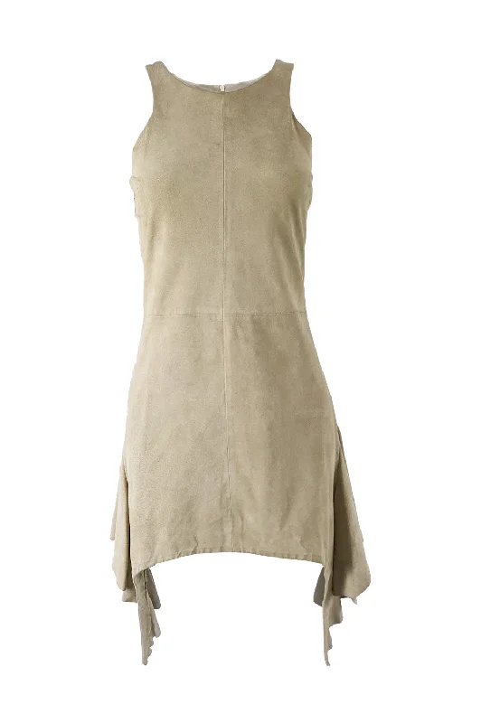 Final Markdown Vintage Suede Draped Mini Dress, 1990s