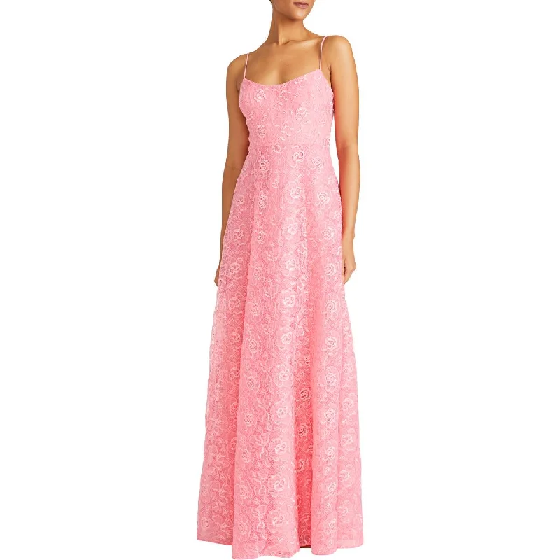 ML Monique Lhuillier Womens Lace Tea Length Evening Dress