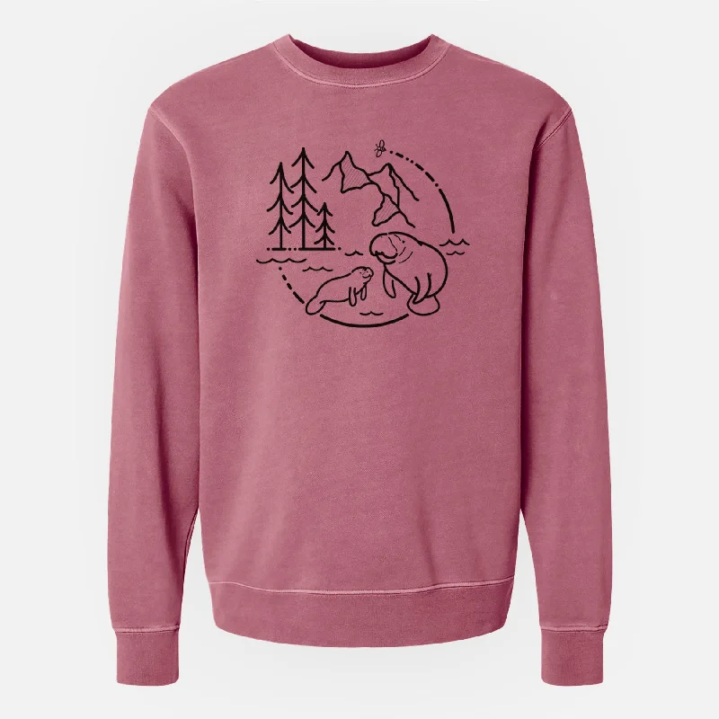 It's All Connected - Manatee - Unisex Pigment Dyed Crew Sweatshirt