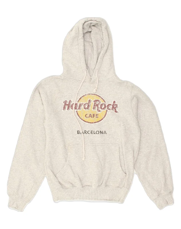 Can't Be Beat HARD ROCK CAFE Womens Barcelona Graphic Hoodie Jumper UK 10 Small Grey