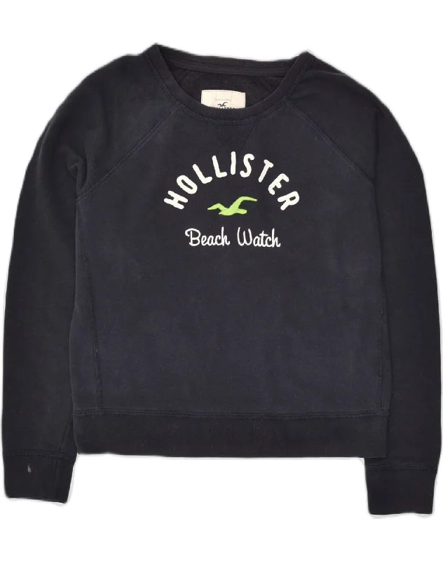 Early Access HOLLISTER Womens Graphic Sweatshirt Jumper UK 14 Medium Navy Blue Cotton Early Access HOLLISTER Womens Graphic Sweatshirt Jumper UK 14 Medium Navy Blue Cotton
