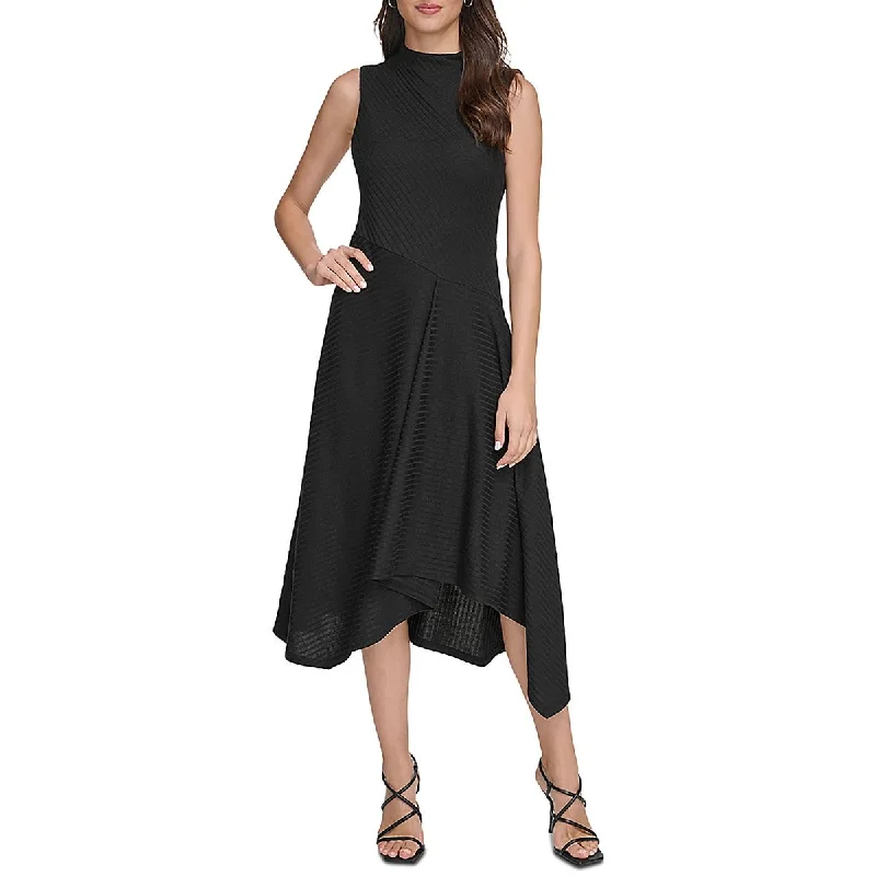 DKNY Womens Asymmetrical Sleeveless Sheath Dress