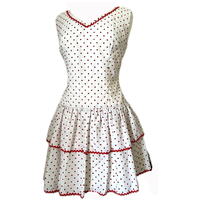 Price Slash Red and white polkadot vintage 1960s mini dress
