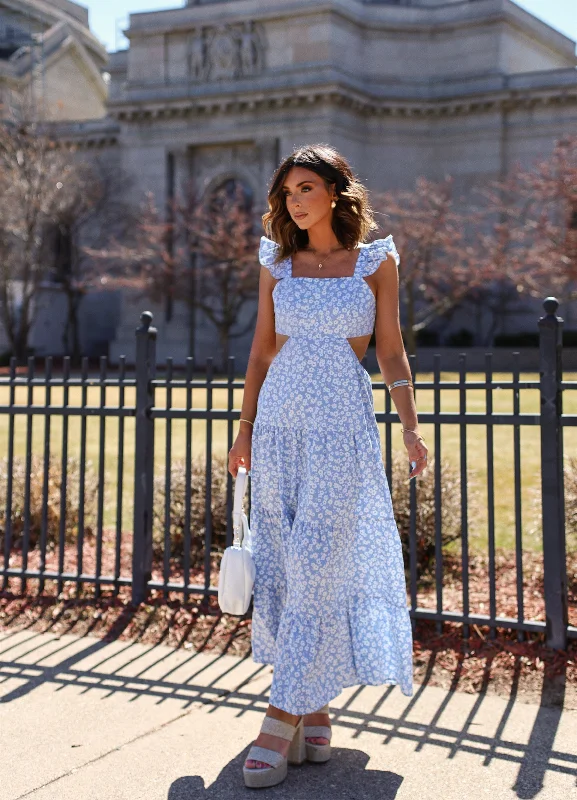 Members Only Cordelia Tiered Cut Out Back Floral Maxi Dress