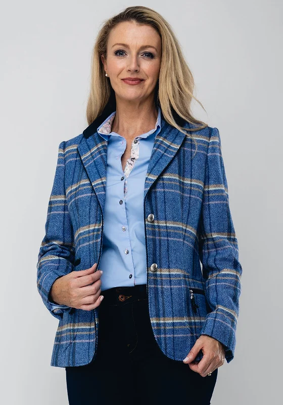 YEAR-End Clearance Bariloche Logrono Checked Tweed Blazer Jacket, Blue