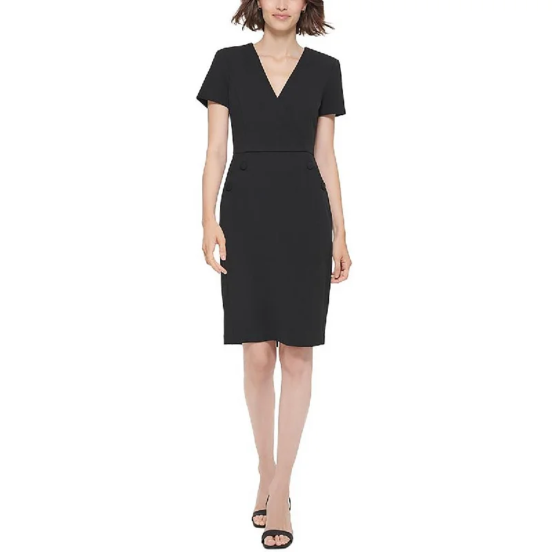 Act Now Calvin Klein Womens Knit Short Sleeves Sheath Dress