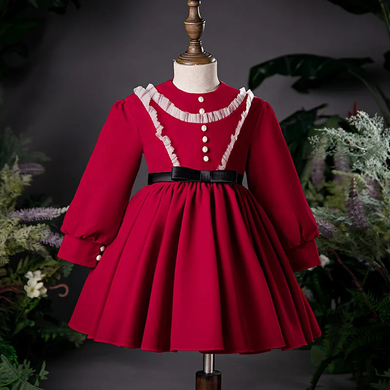 Daily Deals Baby Girl Dress Toddler Flower Formal Communion Elegant Red Autumn Bead Princess Dress Daily Deals Baby Girl Dress Toddler Flower Formal Communion Elegant Red Autumn Bead Princess Dress