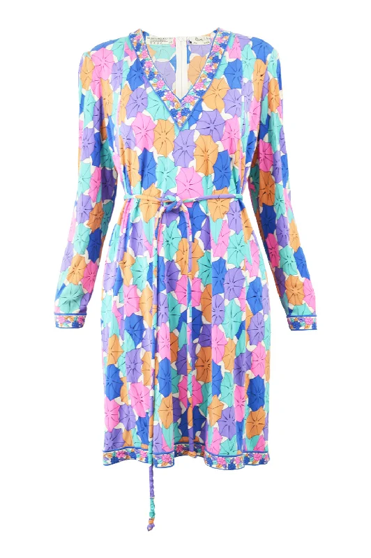 Weekend Deal Printed Silk Jersey Vintage Dress, 1980s