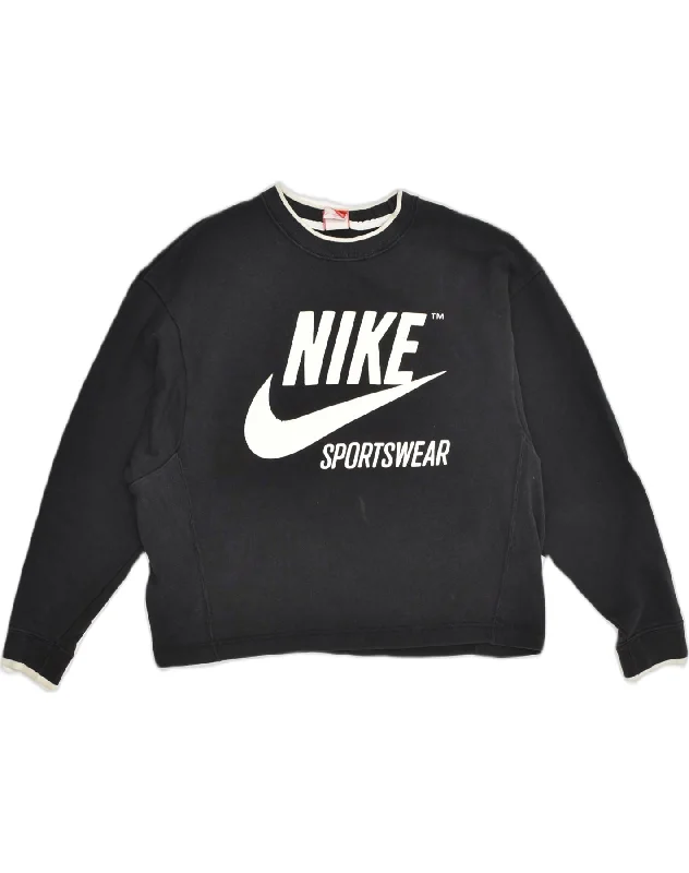 Mega Deal NIKE Womens Graphic Sweatshirt Jumper UK 10 Small Black Cotton