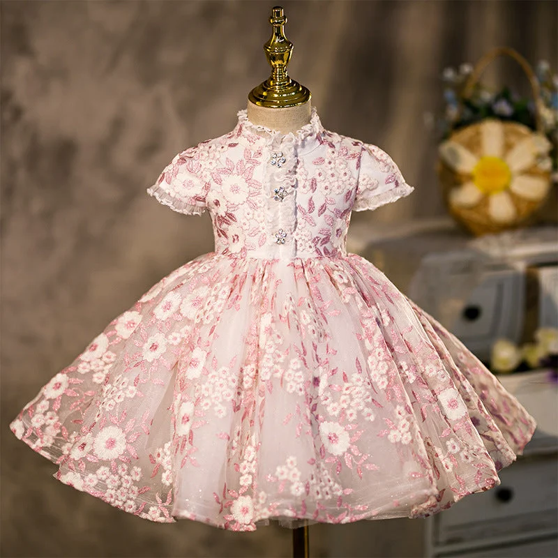 Shop and Save Baby Girl Birthday Party Dress Toddler Summer Pink Flower Girl Dress Formal Princess Dresses For Girls