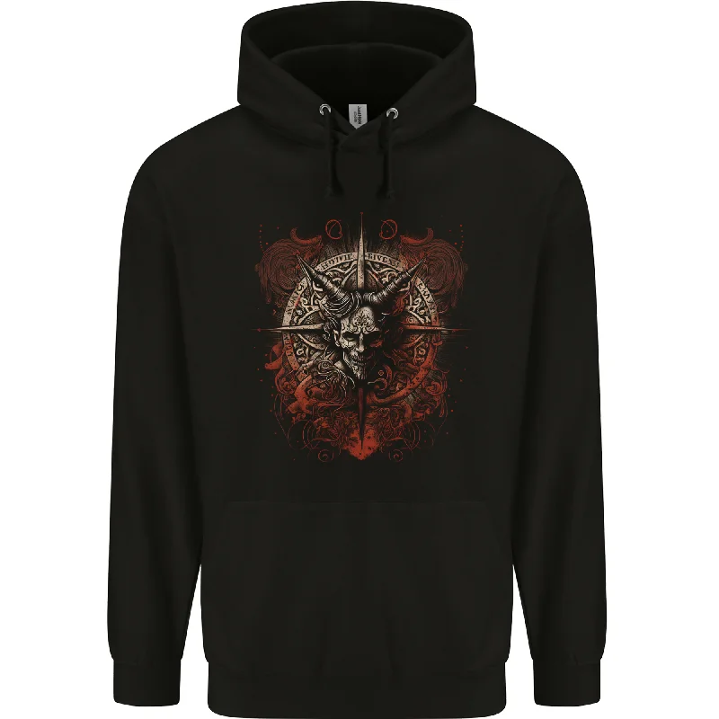 Midnight Madness Demonic Satan Dark Magic Skull Gothic Fantasy Mens 80% Cotton Hoodie