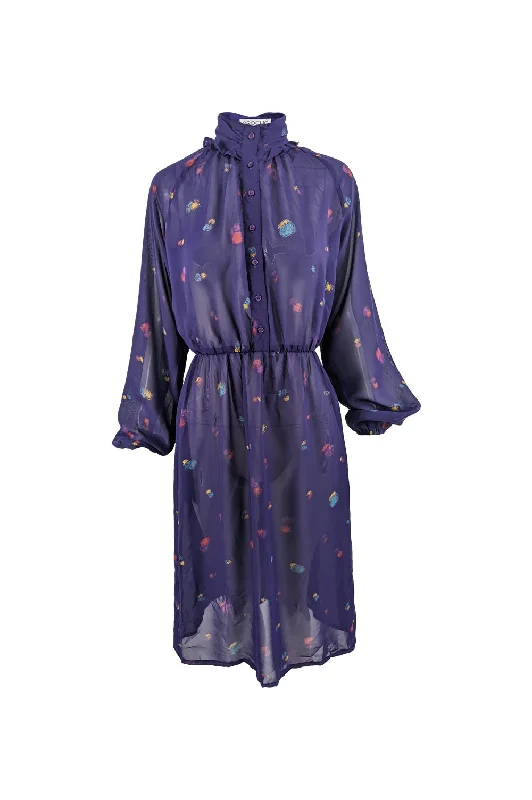Price Cut Aroche Paris Vintage Sheer Purple Dress, 1970s