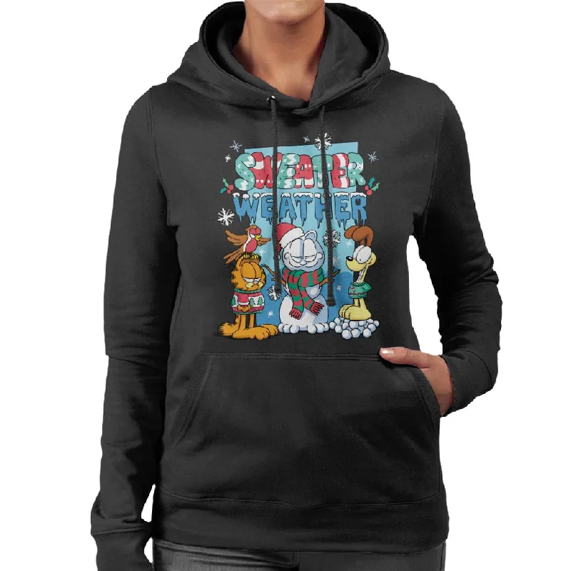Price Rollback Garfield Christmas Sweater Weather Women's Hooded Sweatshirt