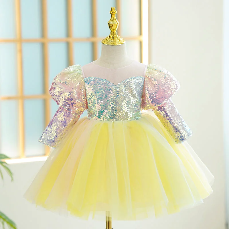 Online Only Baby Girl Dress Toddler Prom Puff Sleeves Sequins Puffy Birthday Party Dress Online Only Baby Girl Dress Toddler Prom Puff Sleeves Sequins Puffy Birthday Party Dress