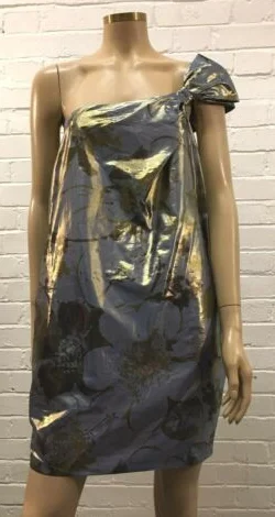 Final Sale Metallic One Shoulder Dress