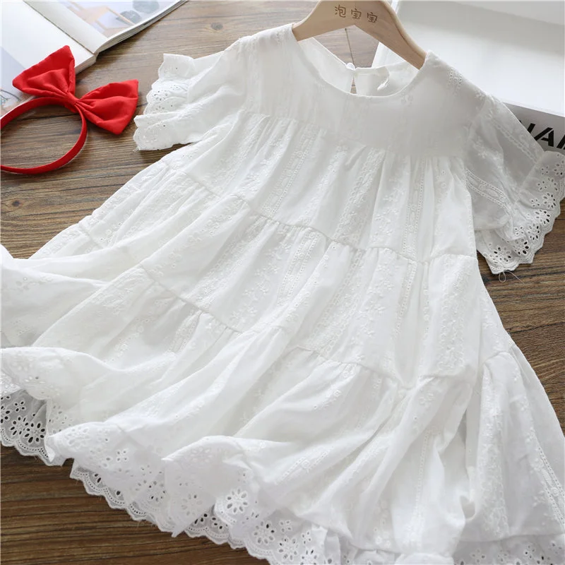 Crazy Deals Toddler Girl White Round Neck Cute Flower Mesh Princess Birthday Party Dress Crazy Deals Toddler Girl White Round Neck Cute Flower Mesh Princess Birthday Party Dress