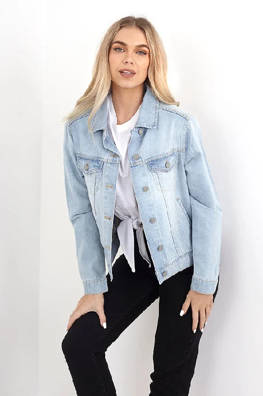 WESTERN STYLE BLEACH WASH DENIM JACKET