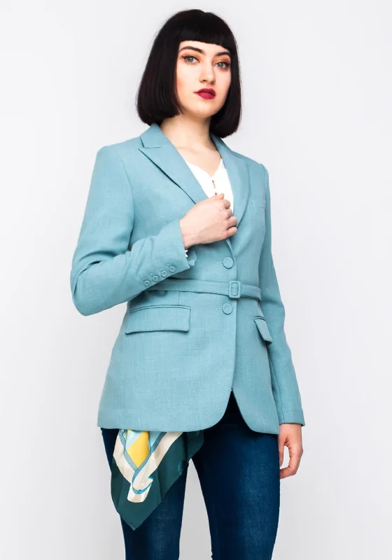 Online Specials Lily Belted Blazer Jacket, Pale Aqua