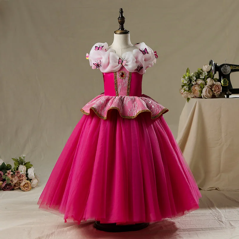 Special Price Flower Girl Dress Children Summer Butterfly Wedding Fluffy Party Princess Dress