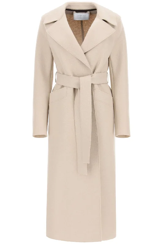Best Deals Long Coat In Pressed Wool  - Beige