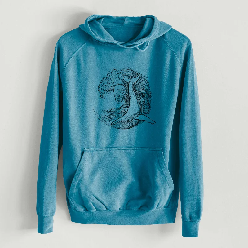 Whale Wave  - Mid-Weight Unisex Vintage 100% Cotton Hoodie