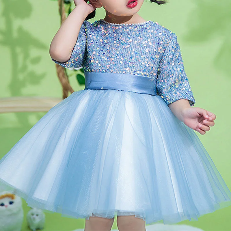 Season Finale Sale Baby Girl Dress Toddler Prom Summer Blue Sequins Party Princess Dress Season Finale Sale Baby Girl Dress Toddler Prom Summer Blue Sequins Party Princess Dress