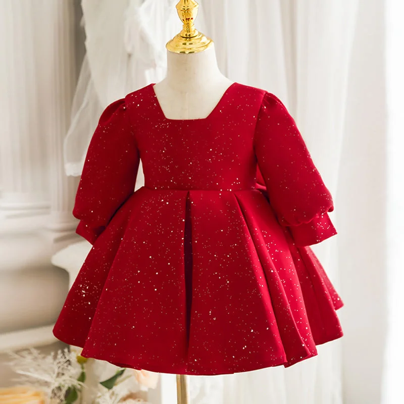 Today's Special Girl Christmas Dress Baby Girl Winter Princess Dresses Toddler Long Sleeve Sequin Bow Birthday Party Dress