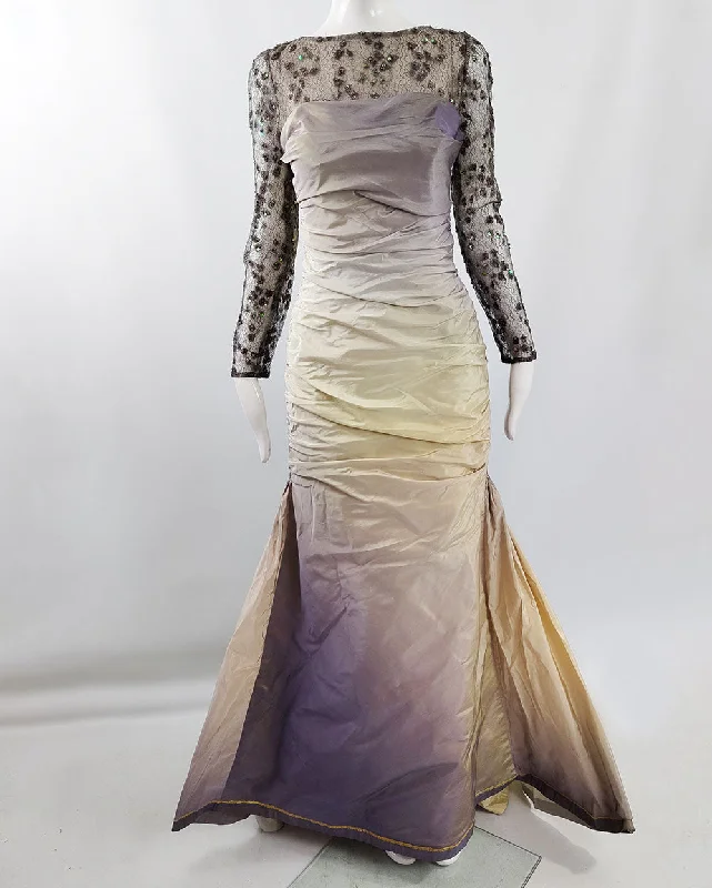 Deep Discounts Jacques Azagury Vintage Silk Taffeta & Lace floor Length Ball Gown