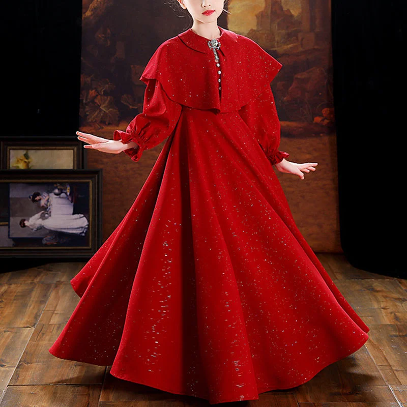 Lowest Price Baby Girl Dress Children Autumn Winter Red Cape Long Sleeve Princess Pageant Dress Lowest Price Baby Girl Dress Children Autumn Winter Red Cape Long Sleeve Princess Pageant Dress