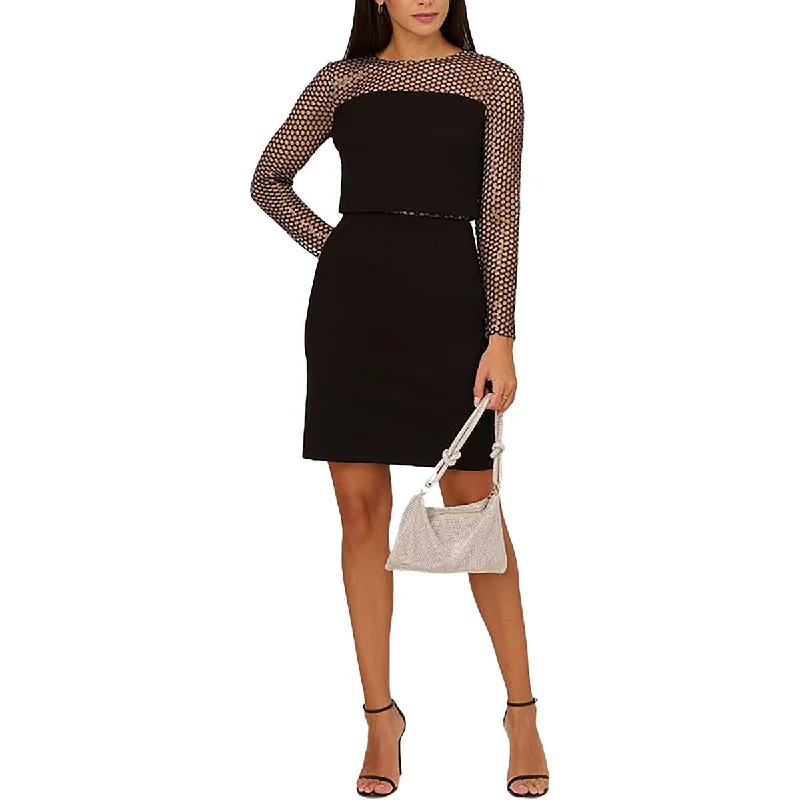 Super Savings Aidan by Adrianna Papell Womens Mesh Inset Mini Sheath Dress