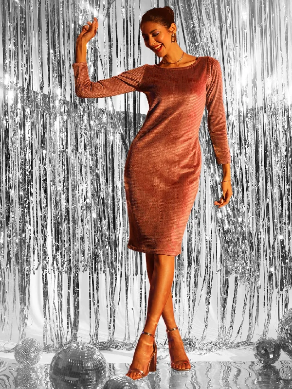Lowest Price Stretch Velvet Dress- Dusty Pink