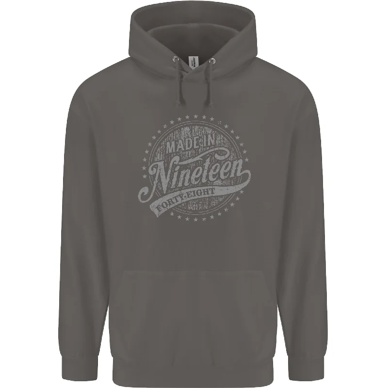 Deal of the Week Distressed 76th Birthday Made In 1948 Mens 80% Cotton Hoodie Charcoal