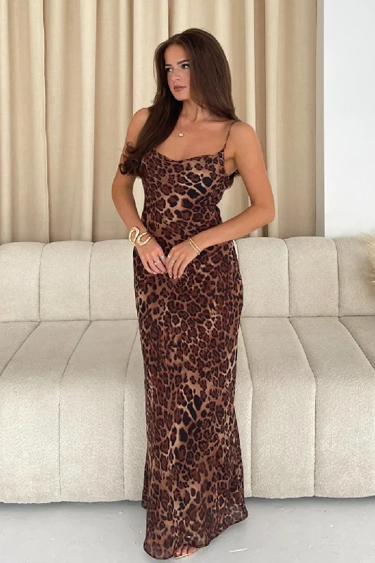 Limited Availability Girl In Mind Mimi Leopard Slip Maxi Dress